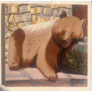 Brown Bear Decorative Wall Art Ceramic Tile 8x8 New Gift Backsplash